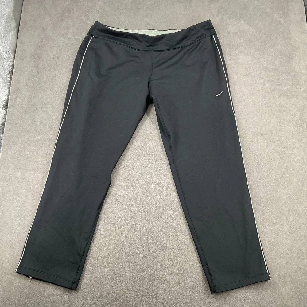 Vintage Nike Dri Fit Element Sweatpants Womens 2XL Black Fleece Lined Ankle‎ Zip